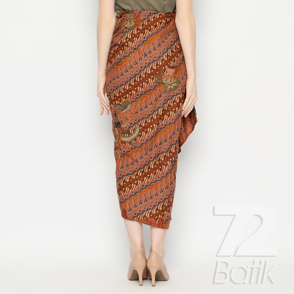 ROK BATIK SPAN Skirt Lilit Kebaya Instan Modern Wanita Motif Parang Seling Kusumo Warna Orange Coklat 721038 CAP 72 - Rok Batik Lilit Bawahan Skirt Kamen Kebaya Songket Batik Panjang Plisket Span Instan Jadi Bali Lembaran Premium Modern Untuk Wanita Konda