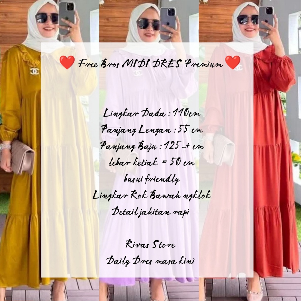 Gamis rayon premium - Gamis rayon - gamis midi dres - gamis rayon polos - gamis polos