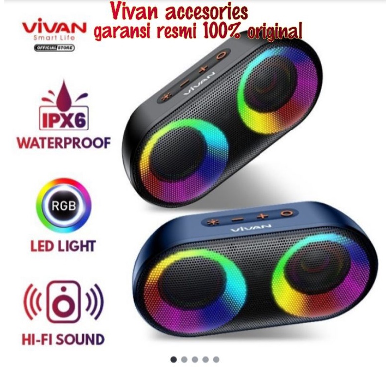 VIVAN Speaker Bluetooth VS16 TWS 10W Super Bass IPX6 Waterproof RGB Light Rhyme Garansi Original Resmi