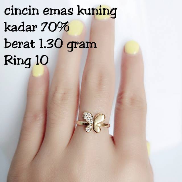 Cincin emas kuning kadar 70 persen 1.30 gram