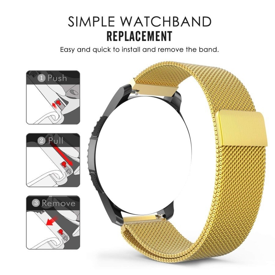 Tali Jam 22mm Watch Strap Haylou RT LS05S (BUKAN LS05) - MILANESE Loop Magnetic Metal