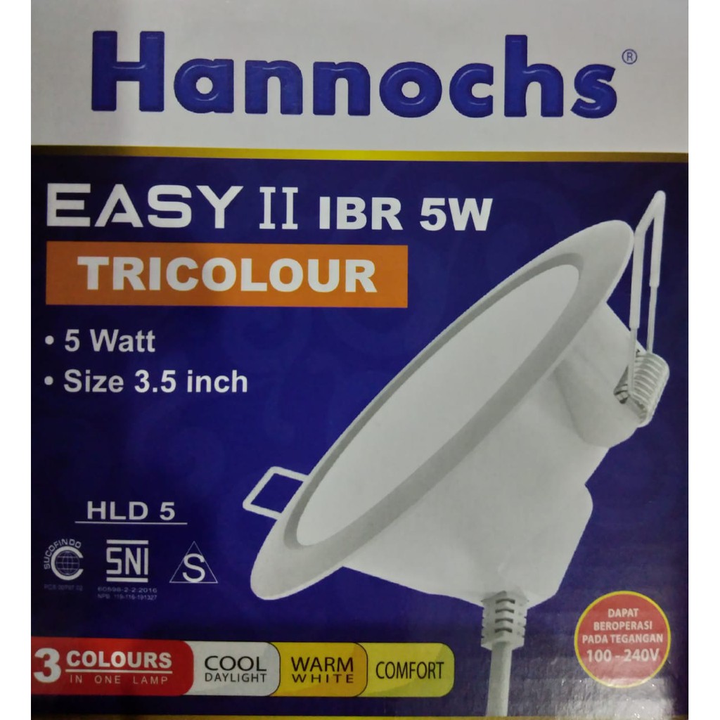 Lampu Downlight LED Hannochs EASY 5 Watt tricolour tiga warna