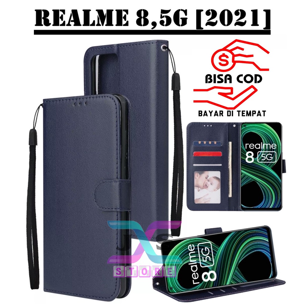 SARUNG BUKU HP UNTUKREALME 8-5G (2021) / FLIP WALLET UNTUK REALME 8-5G (2021) / LEATHER CASE UNTUK R