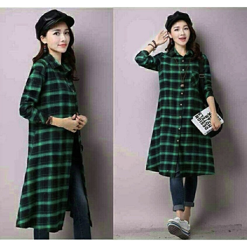 tunik wanita motif kotak / tunik kotak