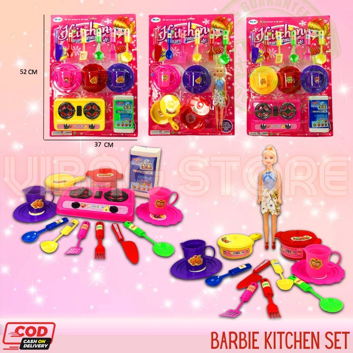 Mainan Barbie Set Masak Masakan Kitchen Set Bonek Dapur Edukasi 9018