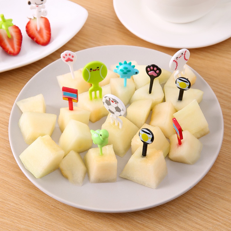 [tiantianbaofu] 8Pcs Mini Football Sport Fruit Fork Cartoon Snack Cake Dessert Food Toothpick Boutique
