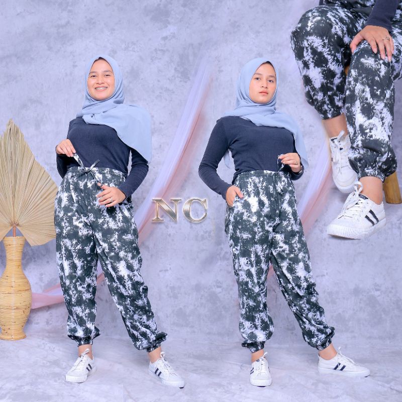 Joger pants/ celana joger wanita tie dye bali katun rayon super jumbo/ celana kolor panjang santai