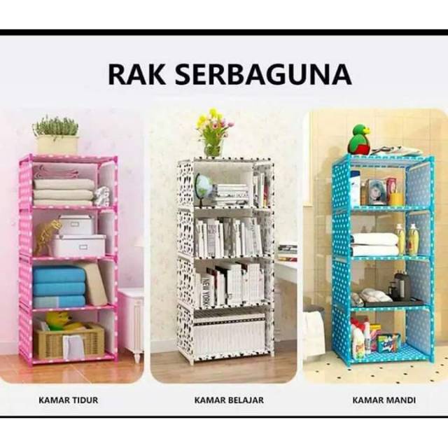 DISKON TERMURAH Rak Buku Serbaguna 5 Tingkat 4 Susun - Rak Buku Portable Rak Buku SJ-1-COD