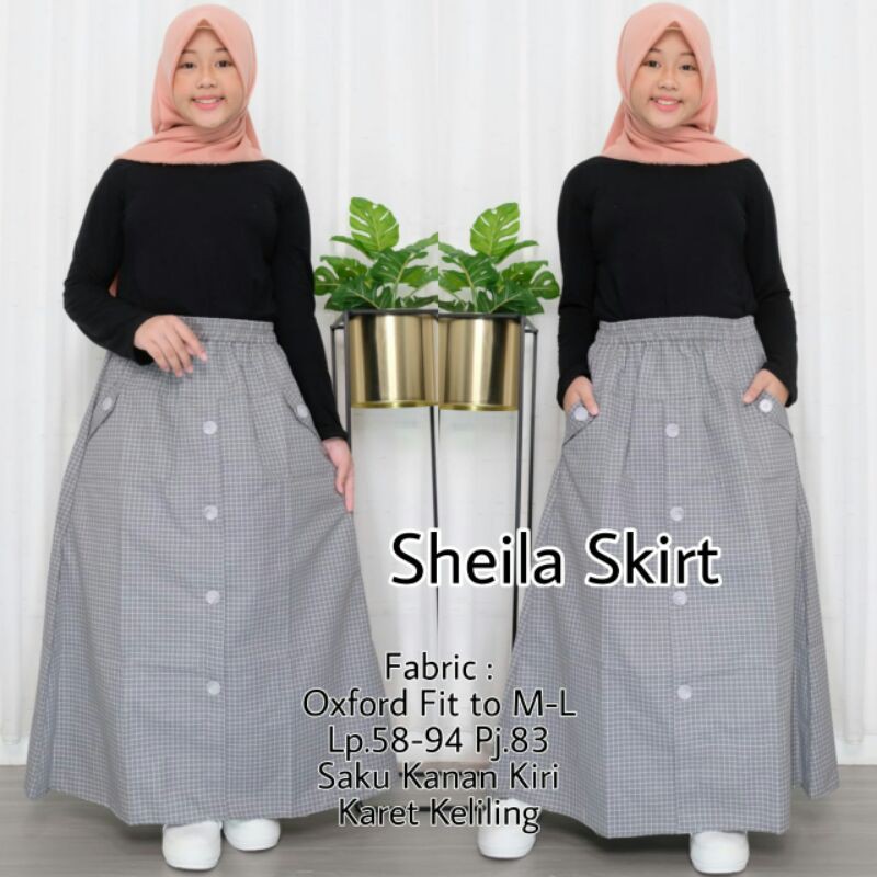 ROK ANAK TANGGUNG / ROK KATUN OXFORD / ROK ANAK MUSLIMAH / ROK ANAK PANJANG / MOTIF KOTAK