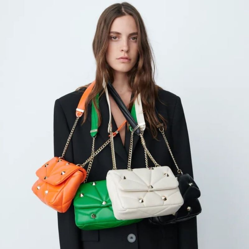 ZRA QUILTED STUDDED CROSSBODY BAG