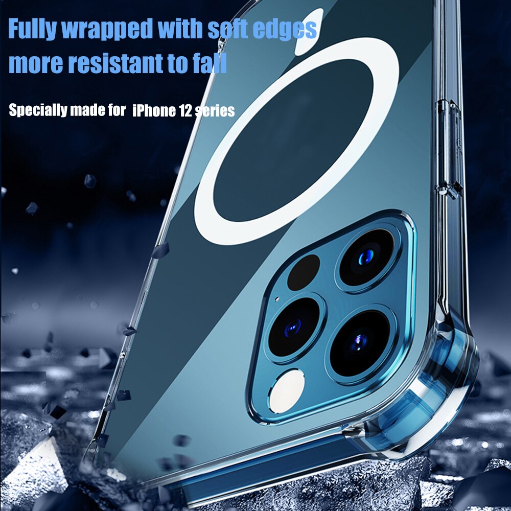 Mag Casing Magnetik Transparan Shockproof Untuk Iphone 12 Pro Max 12 Mini 11 Pro Max