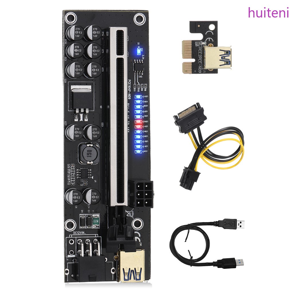 Ver011S Papan Adapter Extender Riser Card Pci-E 1x Ke 16x Graphics Usb 3.0 Gpu Dengan 6 Pin Interface Huiteni