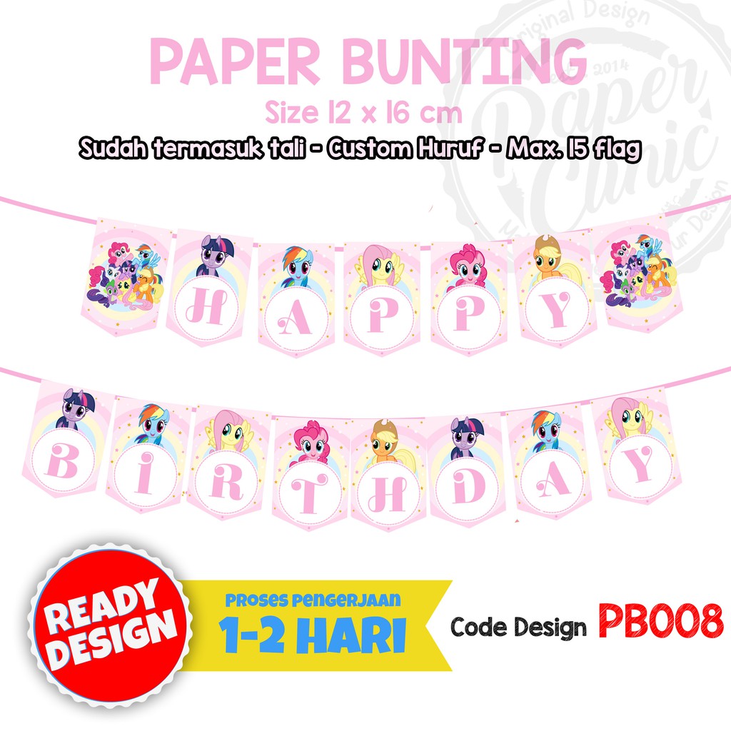 Banner ulang tahun anak perempuan tema little pony perlengkapan birthday decoration spanduk ultah