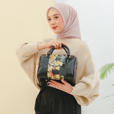 TAS WANITA JINJING DAN SLEMPANG BAHAN KULIT SAPI ASLI MODEL SPEDY ECOPRINT / FREE GRAVIR NAMA DI GANTUNGAN TAS