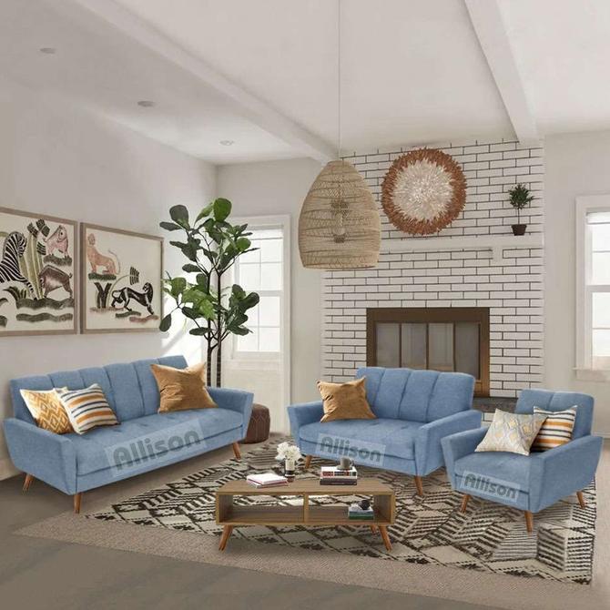 Winston Sofa Set Ruang Tamu Minimalis 3-2-1 Biru Muda
