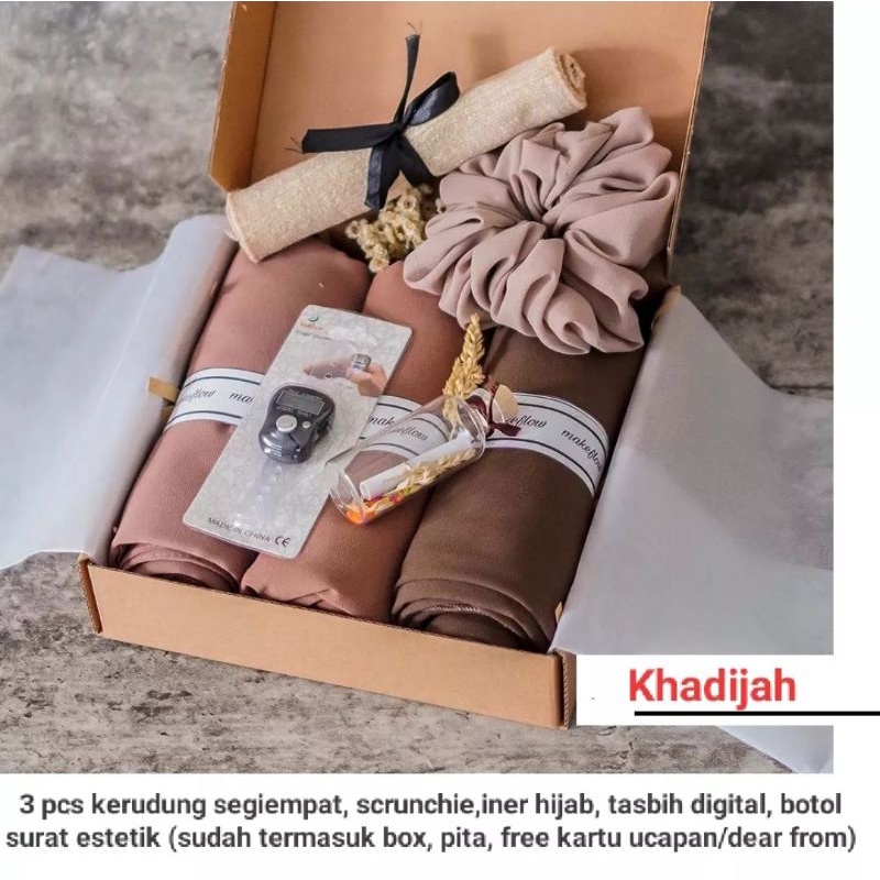 Hampers Kado kerudung Tasbih digital/hampers islami/cewek islami/cewek muslimah/ulang tahun/annivers