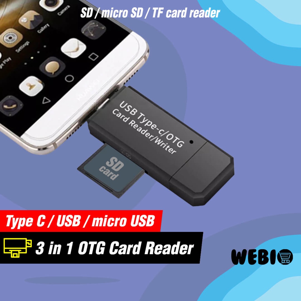 Card Reader Type C / USB / Micro USB / SD / Micro SD Card Rider OTG HP