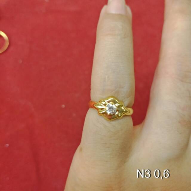 Cincin No 3 anak dan dewasa emas asli kadar 700 70% 22 1 satu gram gold kuning permata strawberry mickey warna