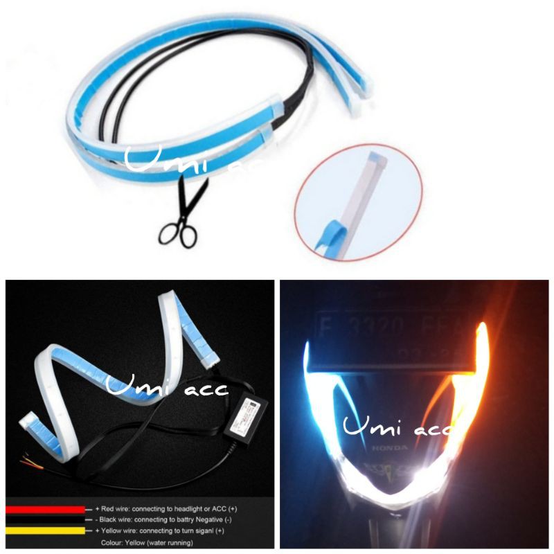 Led Drl Alis Motor Sein Running 45cm Putih/kuning.Biru/kuning / Led Alis Motor Sein Running