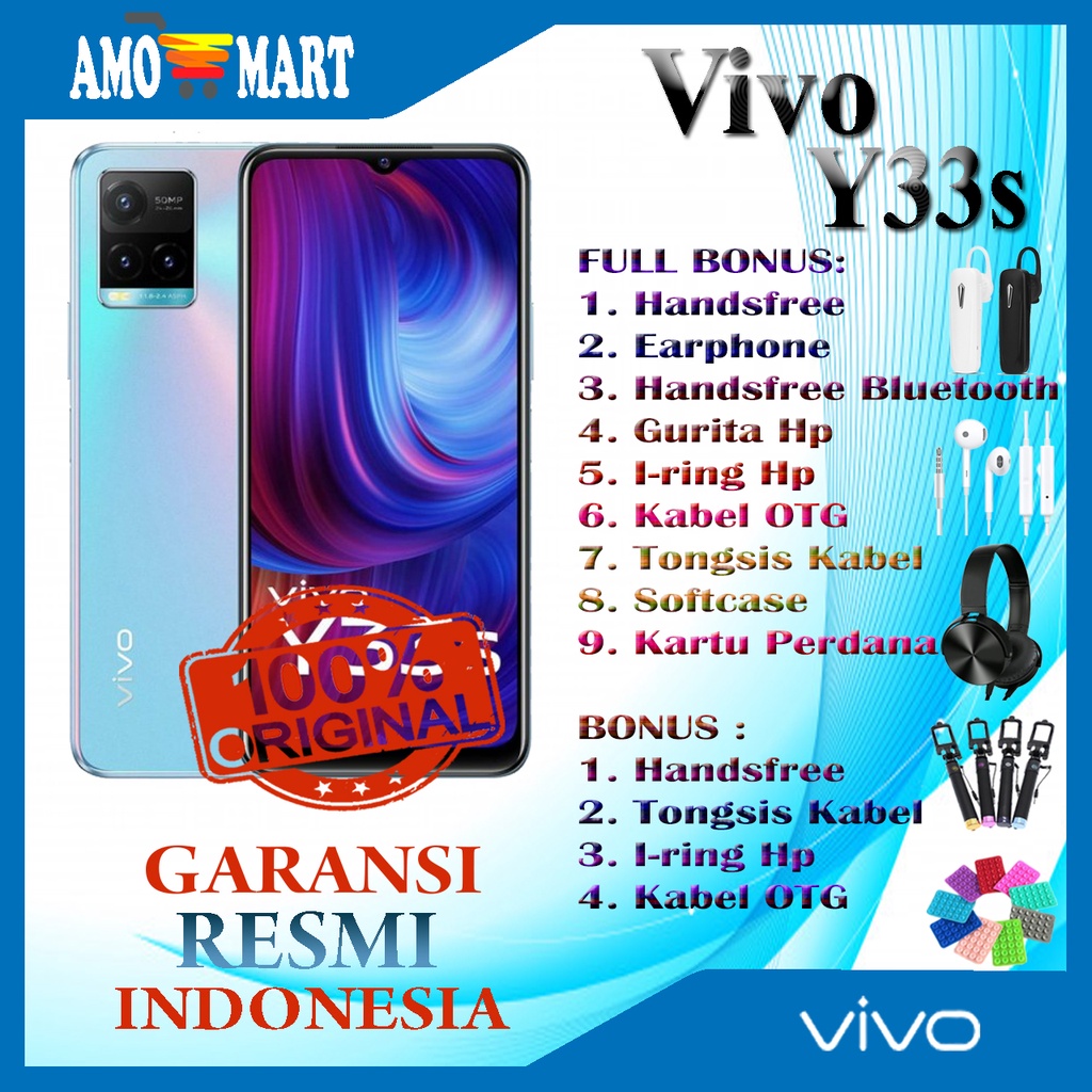 HP VIVO Y33s RAM 8/128 GB NEW 100% ORI GRS RESMI INDONESIA TERMURAH