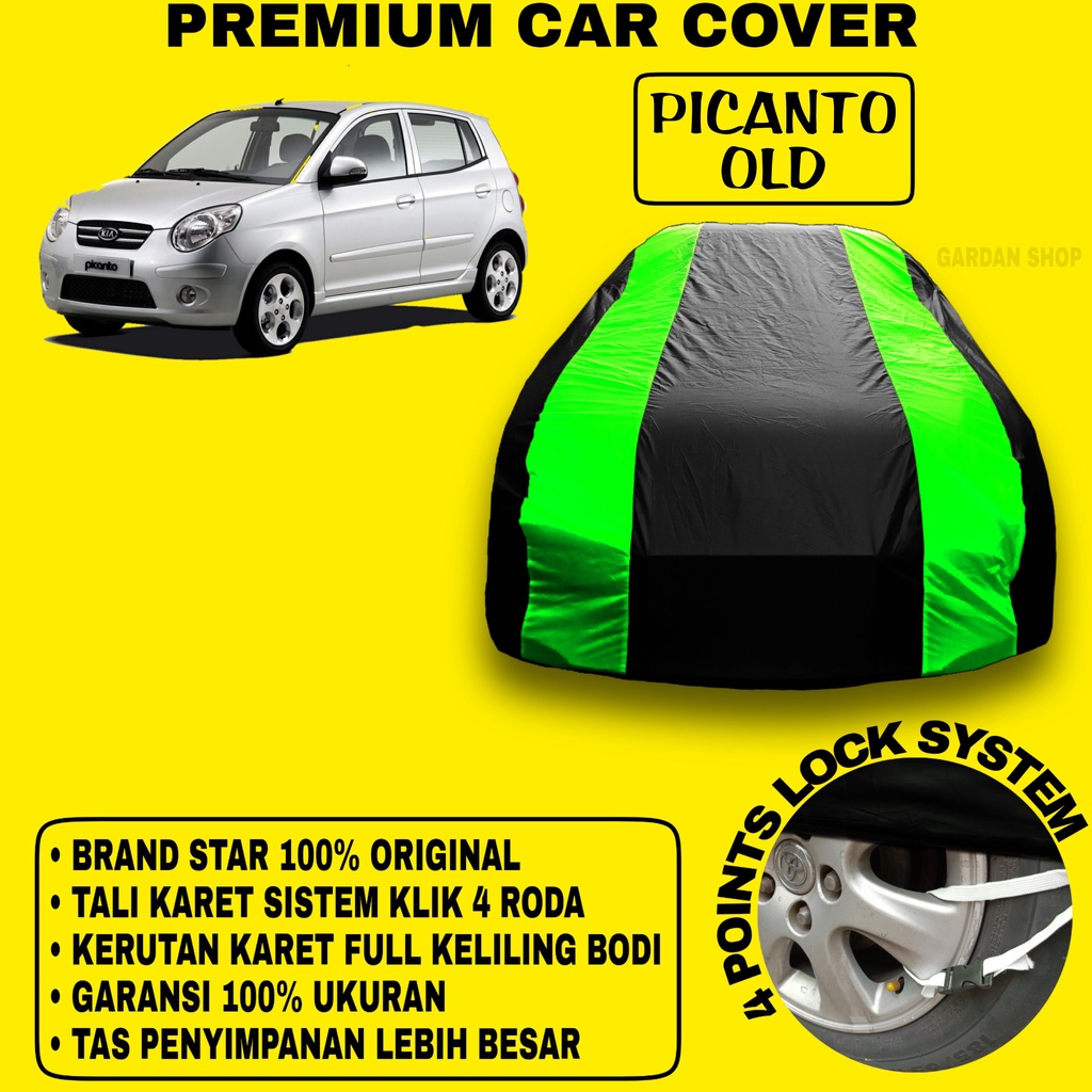 Body Cover PICANTO OLD Sarung Strip HIJAU Penutup Pelindung Bodi Mobil Picanto Old PREMIUM