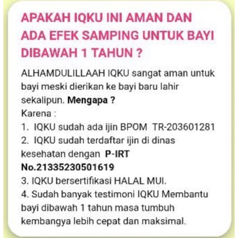 100.000 hrg reseller BUY 2 GET 1 FREE* IQKU VITAMIN MADU HERBAL UTK KCRDSN ANAK BAYI 35ML IQ KU LAKU