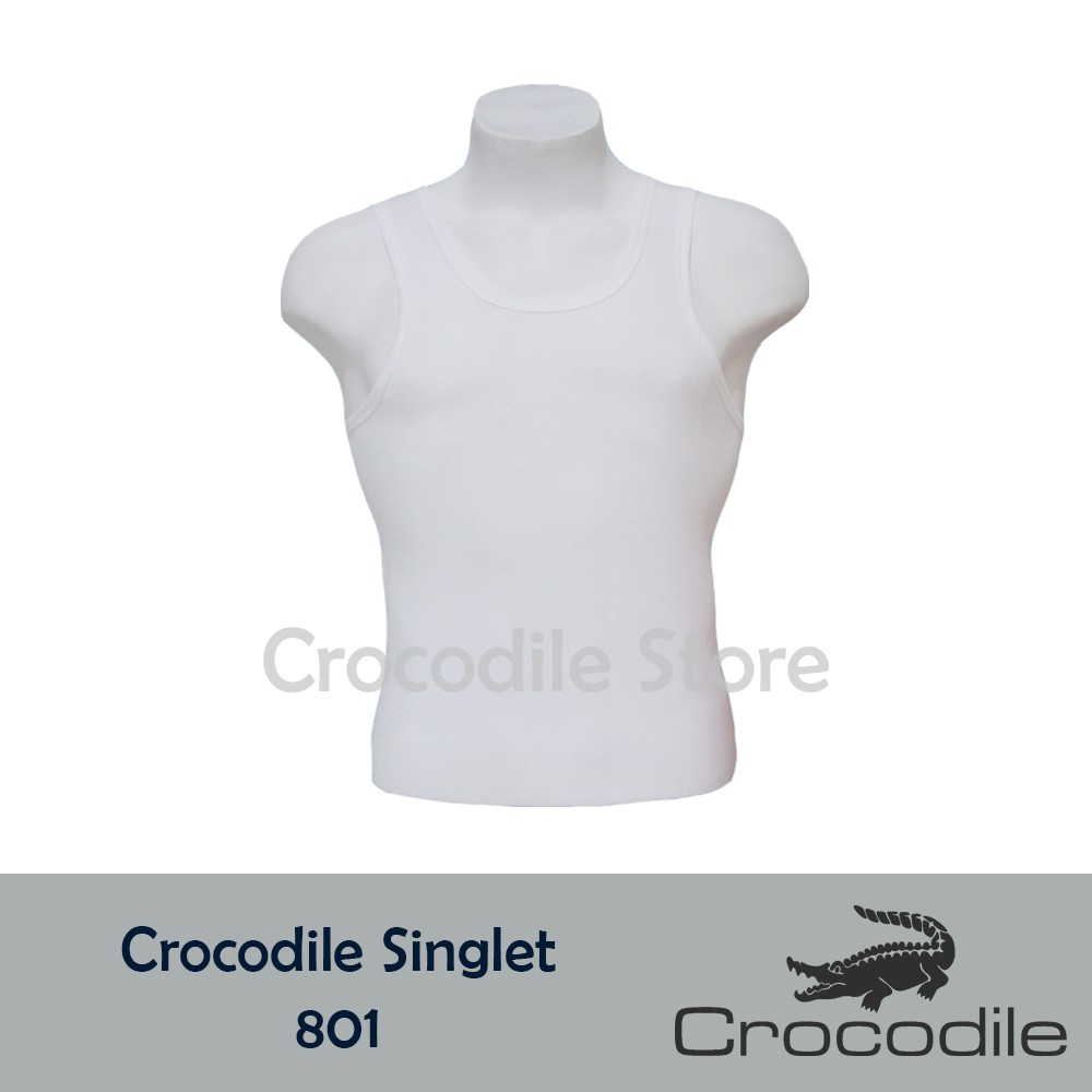 Kaos Singlet Polos Putih Salur Crocodile 801