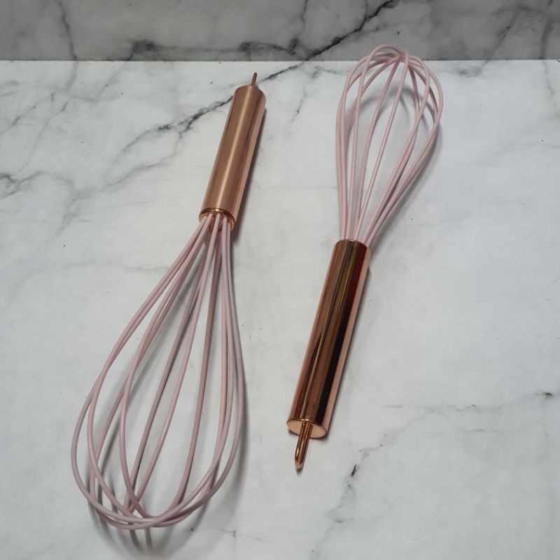 silicone balloon whisk with Rose gold handle / kocokan telur / egg beater