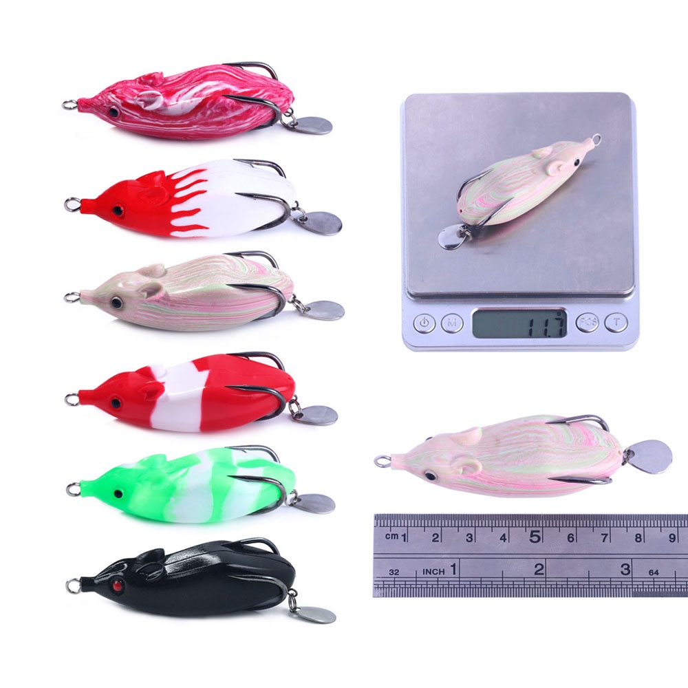 HENGJIA 1PCS New Product 7CM/12G Topwater Frog Lure Soft Bait Artificial Bait Umpan Spoon Katak Wobbler Ikan Kecil Kail Memancing Kait