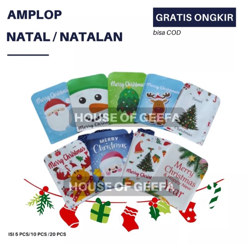 

Super House of Geefa - Amplop Natal lsi 10PCS - Angpao Ampau Natal Natalan - Merry Christmas