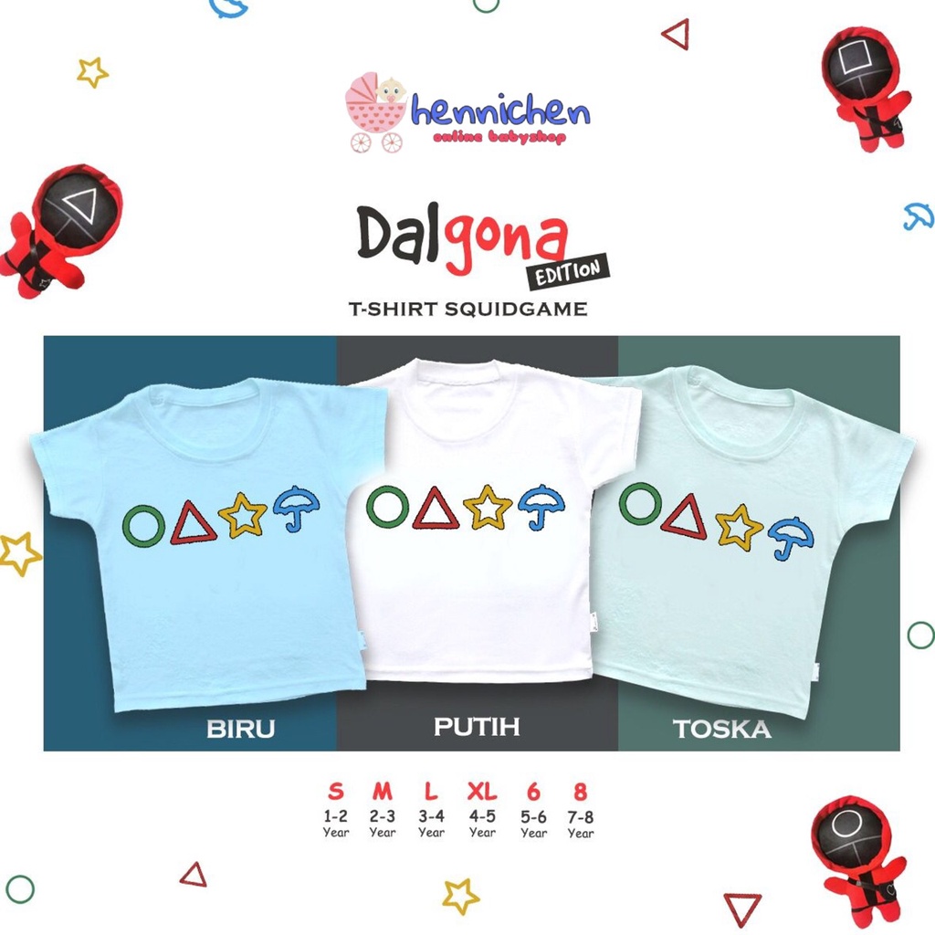 TSHIRT KAOS ANAK ATASAN ANAK UNISEX SQUID GAME - DALGONA SQUID GUARD (1-8 TAHUN)