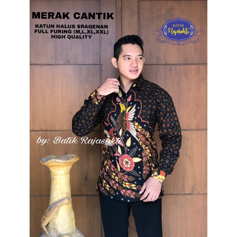 MERAK CANTIK, KEMEJA BATIK PRIA KAIN KATUN CABUT HALUS SRAGENAN FULLFURING