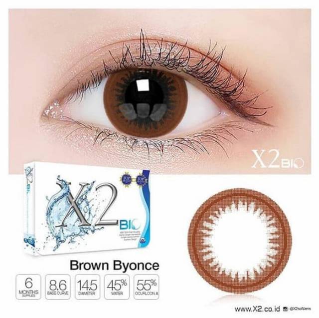 Softlens X2 BIO black and brown/soflen warna hitam/soflens coklat x2 bio normal s/d -6.00