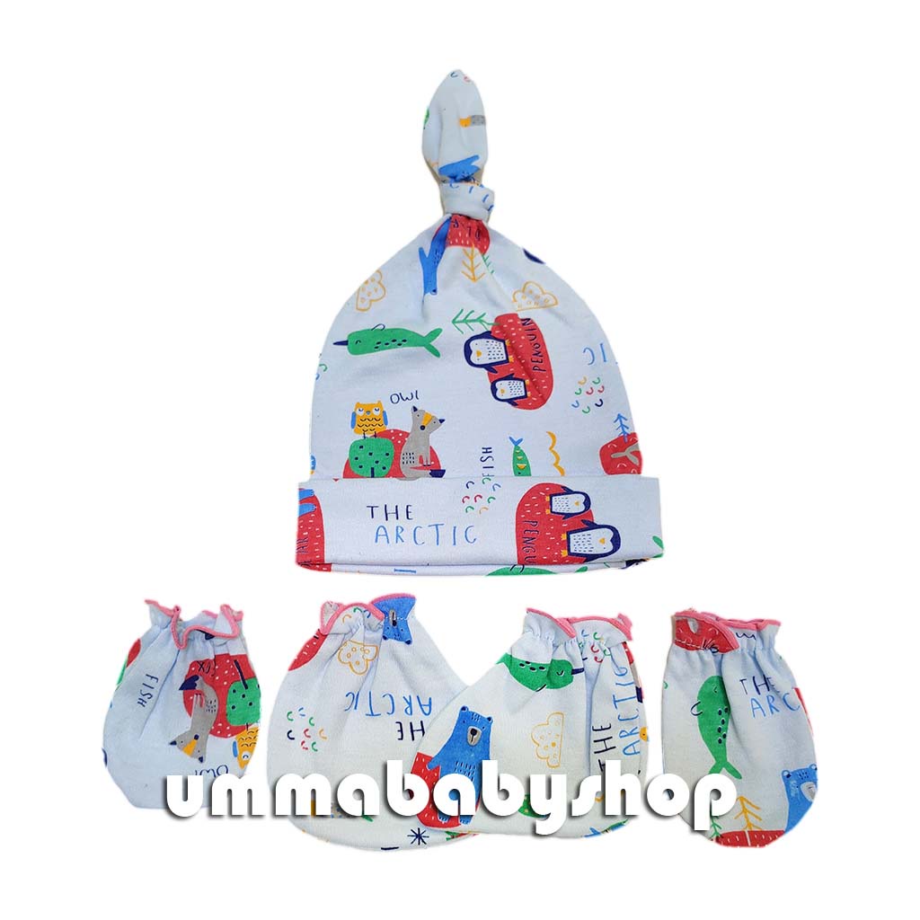 Set Sarung Tangan Kaki Bayi Kupluk Lucu Murah Baru Lahir SNI Perempuan Laki Boy Girl Unisex Newborn Kaos Kaki