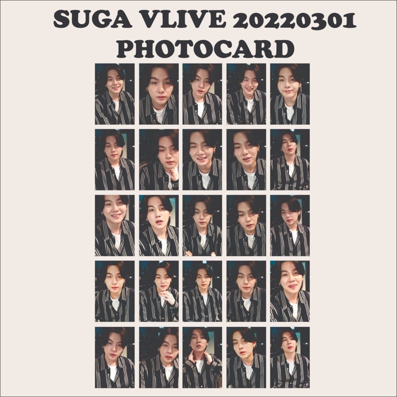 PHOTOCARD YOONGI SUGA BTS VLIVE 220301