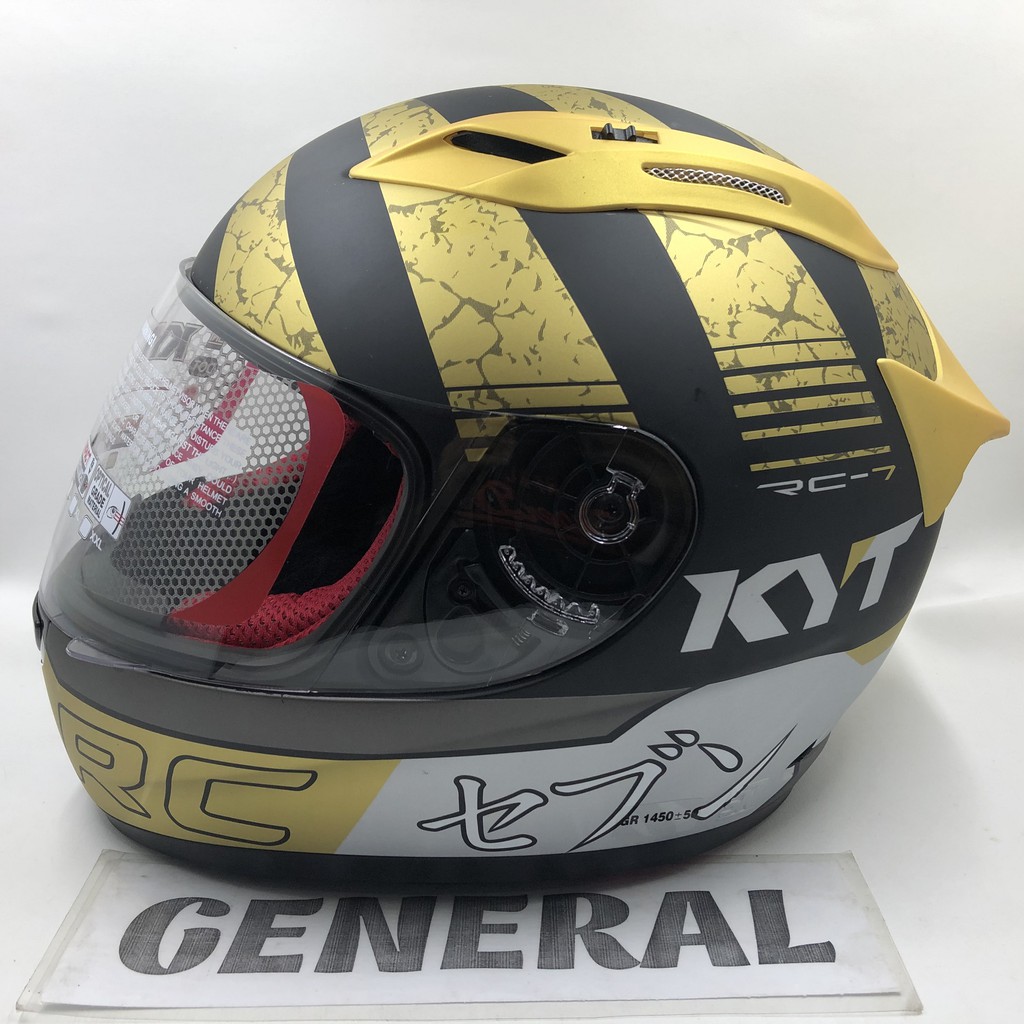 Helm KYT RC 7 RC Seven #17 Black Gold Doff Hitam Gold Dop Full Face