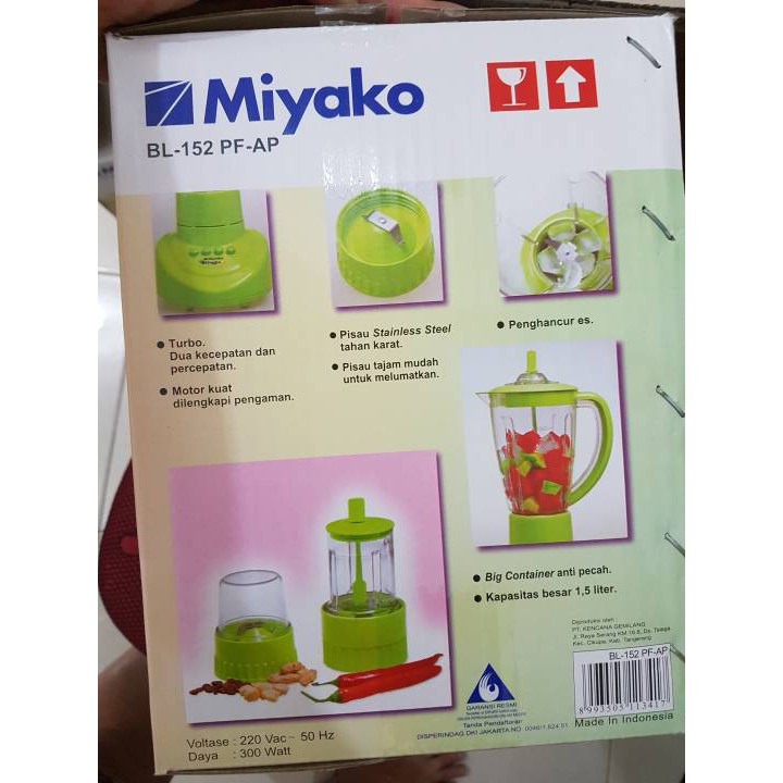 Blender Miyako Plastik 1,5 Liter BL 152PF 3in1 BL 152 PF - BL152 PF Gilingan Bumbu Basah Kering 1.5L