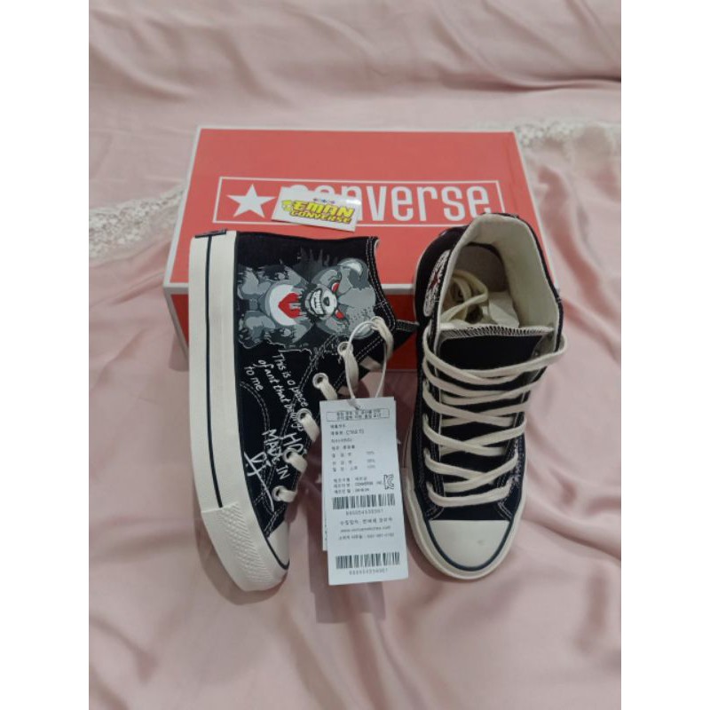 CONVERS3E HIGH 70S X GLOOMY BEAR BLACK WHITE BNIB IMPORT MADE IN VIETNAM