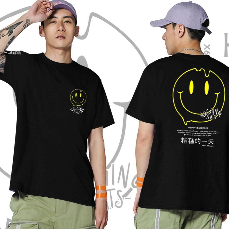 Kitting_KAOS T-SHIRT ATASAN PRIA/KAOS MEMPHIS ORIGINS NUCKING FUTS/KAOS TERBARU/KAOS OFF WHITE SMILE