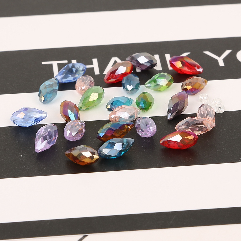 6x12mm 50 pcs/lot Eropa Pesona Manik-manik Kristal, Multi Warna Tear Drop Beads, Lintas Lubang Kristal Manik-manik Untuk Membuat Perhiasan