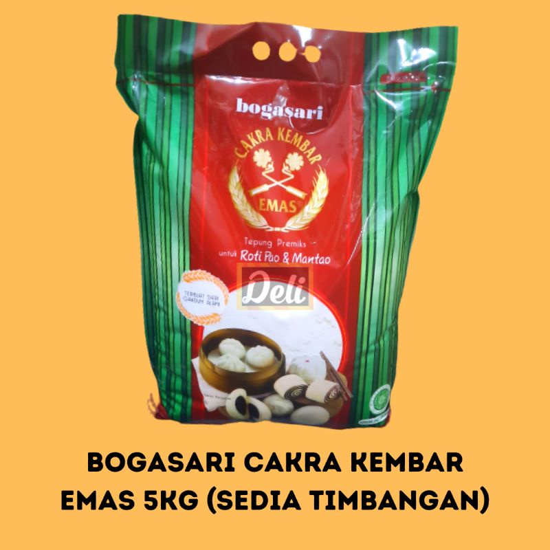 

Bogasari CAKRA KEMBAR Emas Bakpao 5kg/Tepung Pao Mantau Cakra Emas 5kg