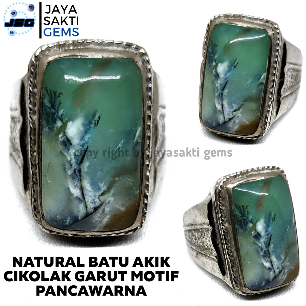 Natural Batu Akik Cikolak Garut Motif Pancawarna CKG07