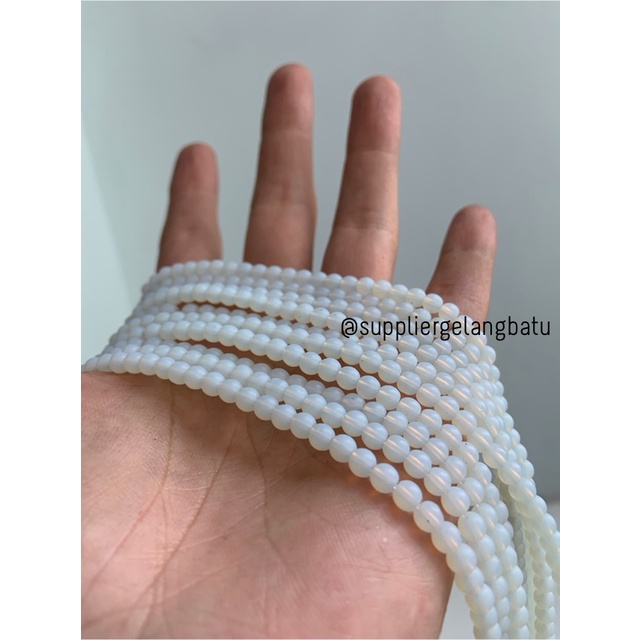 batu 4mm moonstone DOFF opalite akik tembus senter rencengan LANGKA