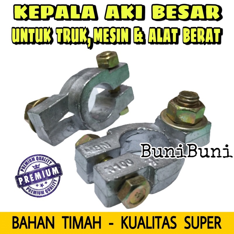 Kepala Aki Mobil Ukuran Besar Bahan Timah Tebal Kualitas Super Untuk Truk, Mesin &amp; Alat Berat (Sepasang)