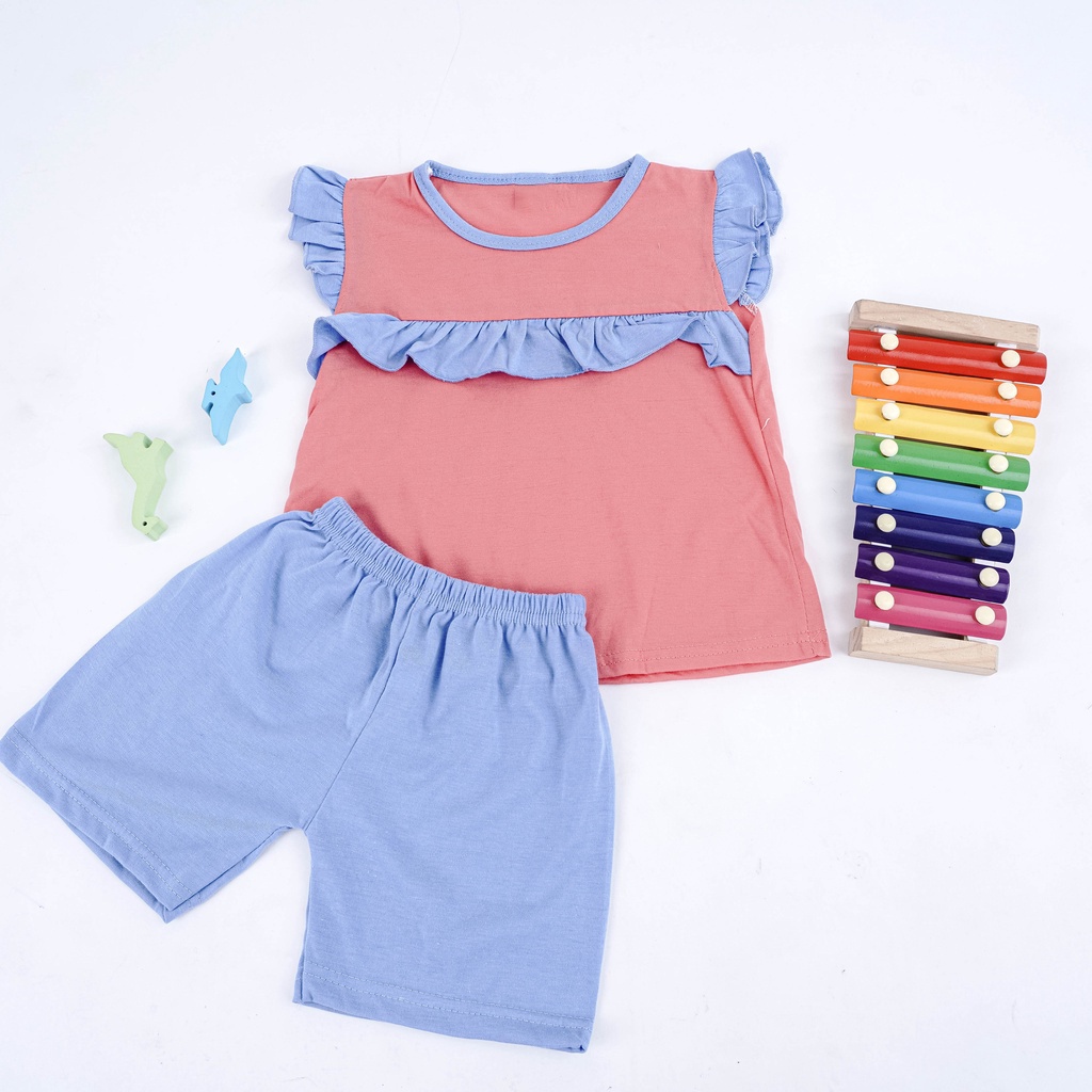 IL - Setelan Ruffle Kombinasi Set Polos Anak Cewek / Setelan Anak Perempuan Polos 1-5 tahun