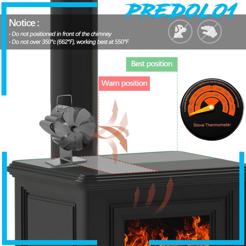 [PREDOLO1] Upgrade Mini Heat Powered Stove Fan Efficiency 6-Blade Quiet for Fireplace