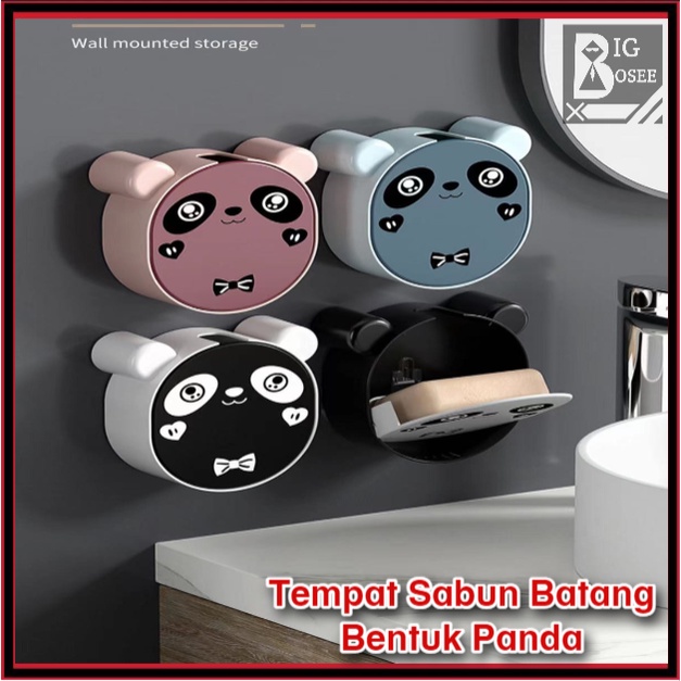 BB7 - Tempat Sabun Batang Motif Panda Tempel Dinding / Kotak Gantungan Sabun Batang Panda