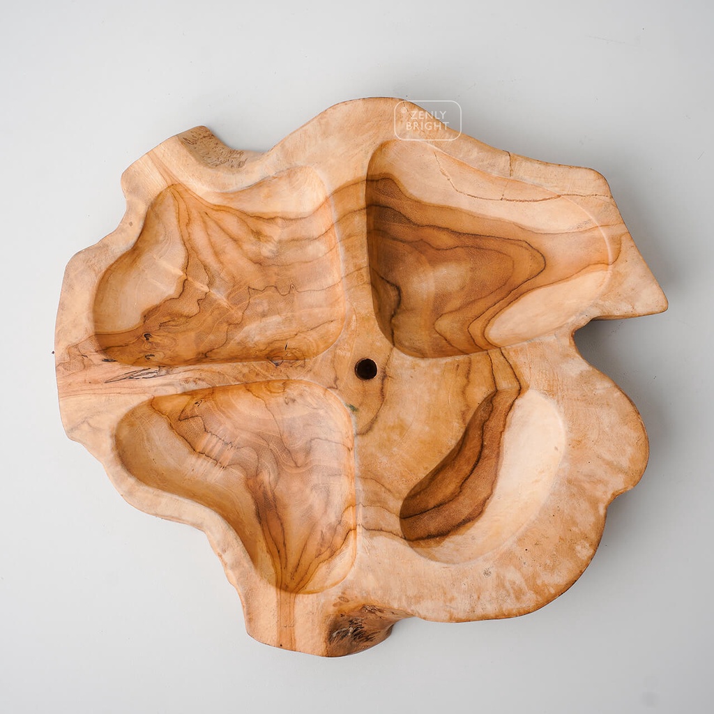 Piring Saji Kayu Jati Sekat 4 | Piring Alacart | Piring Saji | Serving Plate