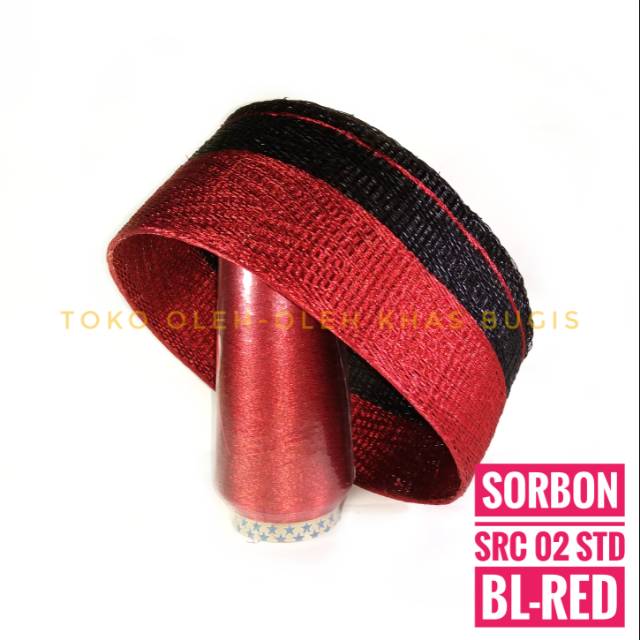 Kopiah Bugis Makassar Peci Bugis Bone Songkok To Bone Songko Recca Bone SRC 02 Std Hitam Merah