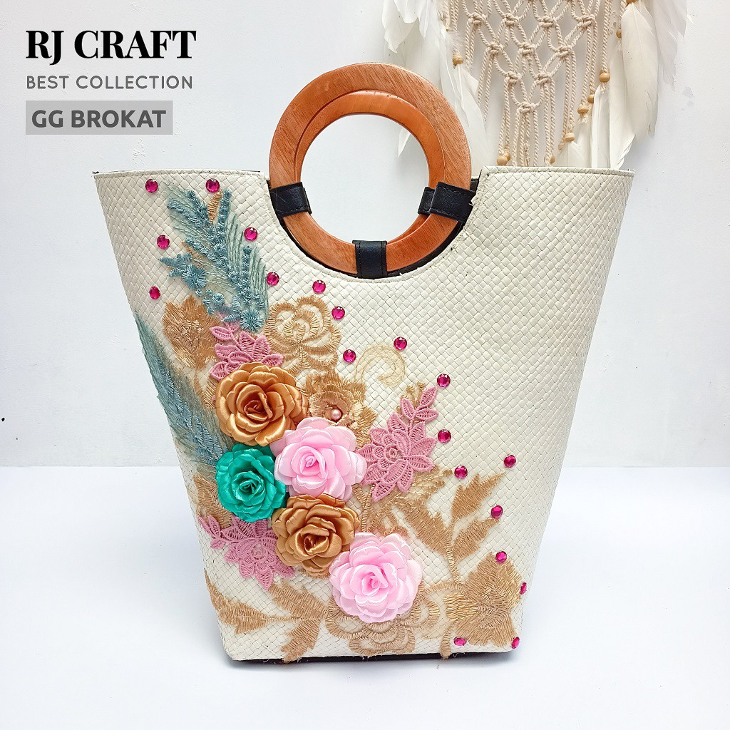 RJ CRAFT - Tas Anyaman Brokat Handmade Original Fashion Top Handle Bag Tas Tangan Wanita